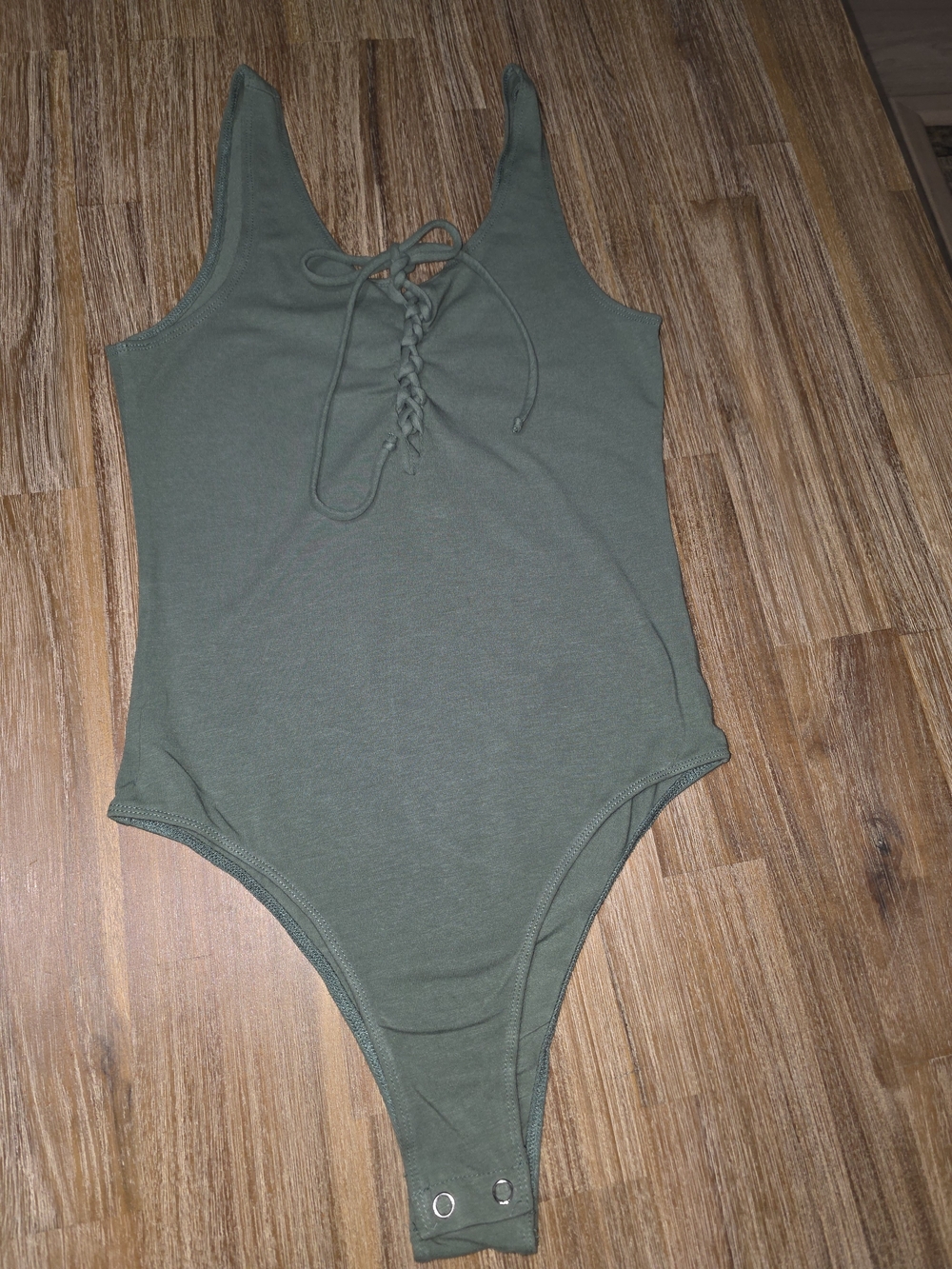 Heart Hips Olive Green Lace-Up Kids One-Piece Bodysuit